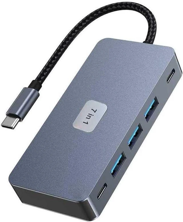 Main image of 2 Port HDMI TV Adapter 7-in-1 USB C Hub Type-C PD Charger Compatible with Samsung Galaxy S25 Edge, Audio Video Projector Converter