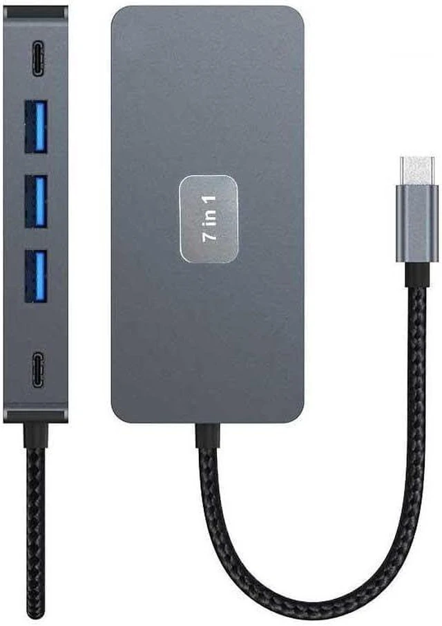 Alt view image 4 of 7 - 2 Port HDMI TV Adapter 7-in-1 USB C Hub Type-C PD Charger Compatible with Samsung Galaxy S25 Edge, Audio Video Projector Converter