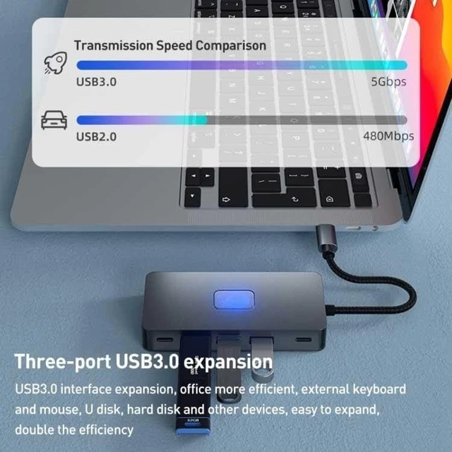 Alt view image 6 of 7 - 2 Port HDMI TV Adapter 7-in-1 USB C Hub Type-C PD Charger Compatible with Samsung Galaxy S25 Edge, Audio Video Projector Converter