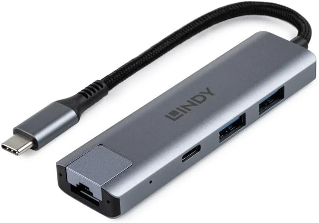 Main image of Lindy 43422 USB 3.2 Gen 2 Type C Hub & Gigabit Ethernet Converter