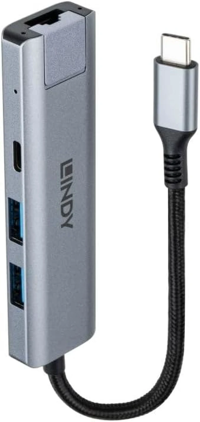 Alt view image 3 of 5 - Lindy 43422 USB 3.2 Gen 2 Type C Hub & Gigabit Ethernet Converter