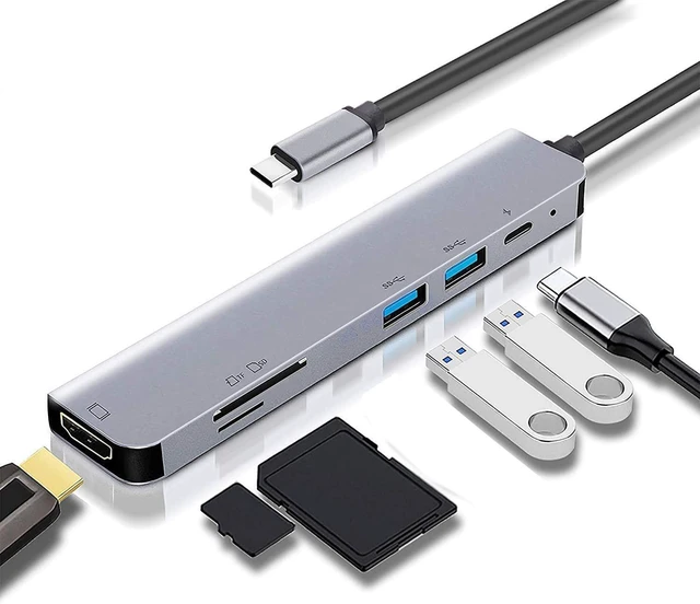 Alt view image 6 of 7 - 7-in-1 USB C to 4K HDMI Adapter PD Port HDTV Adapter Compatible with iPad Pro 11" (1st/2nd/3rd/4th Gen), Charger Port MicroSD Slot TV Video Hub Type-C Projector Converter