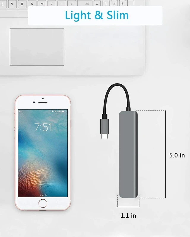 Alt view image 7 of 7 - 7-in-1 USB C to 4K HDMI Adapter PD Port HDTV Adapter Compatible with iPad Pro 11" (1st/2nd/3rd/4th Gen), Charger Port MicroSD Slot TV Video Hub Type-C Projector Converter