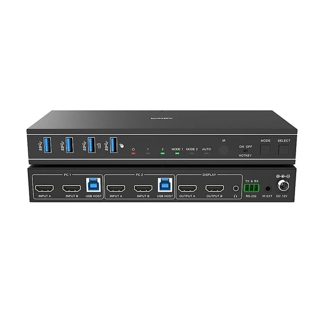 Alt view image 3 of 4 - Lindy 39314 USB 3.0 KVM Switch, Dual Head HDMI 4K60 Dual Port