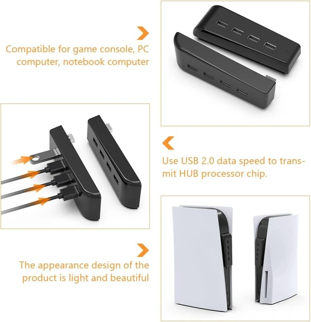 Alt view image 6 of 7 - OSALADI 3pcs Professional USB Hub Ports Expansion Compatible Game Console Docking Station Easy Use