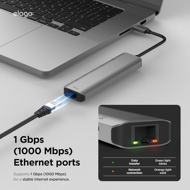 Alt view image 3 of 7 - elago 6 in 1 Ethernet/HDMI Multi HUB USB-C 2 for iPhone