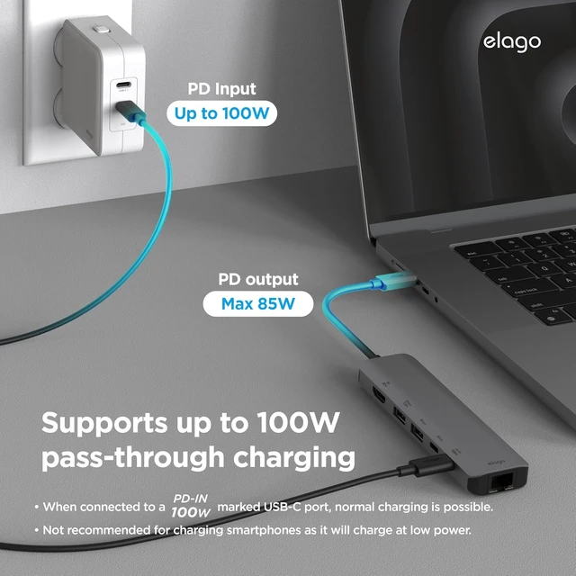 Alt view image 4 of 7 - elago 6 in 1 Ethernet/HDMI Multi HUB USB-C 2 for iPhone