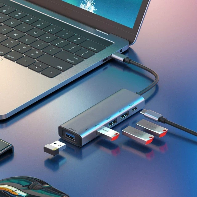 Alt view image 2 of 3 - USB C Hub 5-in-1 Adapter Type-C PD Charger Compatible with Motorola Razr (2024,2023,2022,2020,2019), Port Splitter