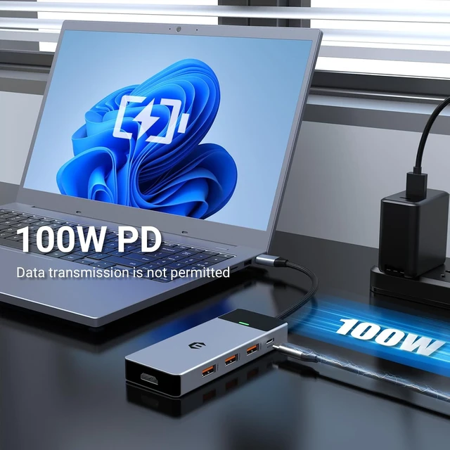 Alt view image 4 of 6 - BIGBIG WON USB C Splitter, 5-in-1 USB C Hub HDMI with 4K @ 60Hz, 3 x 10Gbps USB 3.2 Gen 2, 100W PD, USB C Hub for Surface, Dell, HP, Lenovo and More Type C Devices