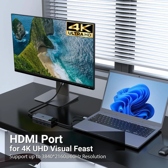 Alt view image 5 of 6 - BIGBIG WON USB C Splitter, 5-in-1 USB C Hub HDMI with 4K @ 60Hz, 3 x 10Gbps USB 3.2 Gen 2, 100W PD, USB C Hub for Surface, Dell, HP, Lenovo and More Type C Devices