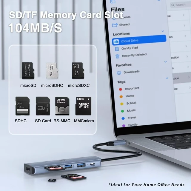 Alt view image 6 of 7 - USB C Hub, USB 3.0, PD 100W, USB C Splitter with MacBook Pro/Air, Thinkpad, Laptop and More Type C Devices, 6 in 1 Multiport Adapter USB C Avec Affichage 4K HDMI
