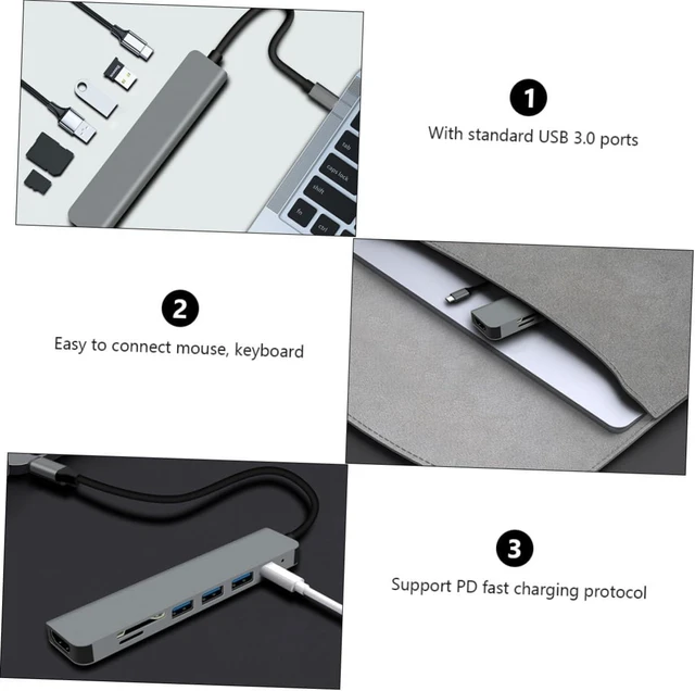 Alt view image 7 of 7 - OSALADI 3pcs USB c Docking Station USB Hub for Type c Fast Charging High Speed Data Transfer