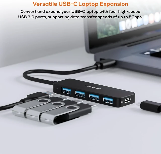 Alt view image 2 of 7 - MBEAT 4-Port USB-C Hub with USB-C DC Port Compact and Portable Design Flexible Device Connectivity