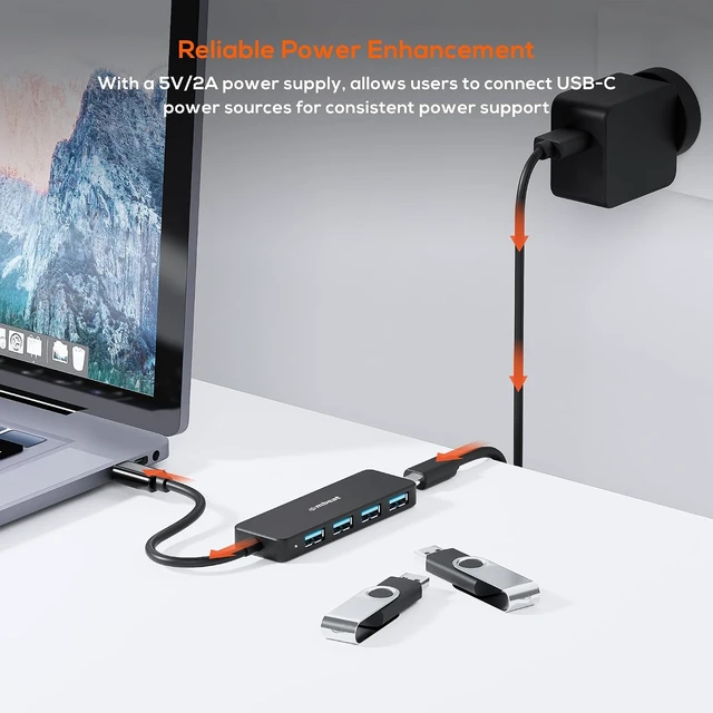 Alt view image 3 of 7 - MBEAT 4-Port USB-C Hub with USB-C DC Port Compact and Portable Design Flexible Device Connectivity