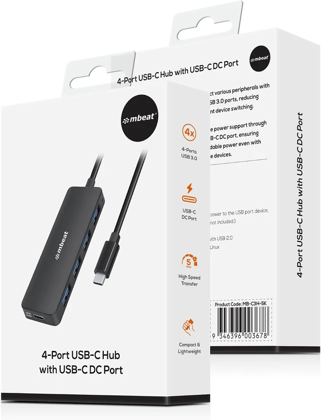 Alt view image 7 of 7 - MBEAT 4-Port USB-C Hub with USB-C DC Port Compact and Portable Design Flexible Device Connectivity