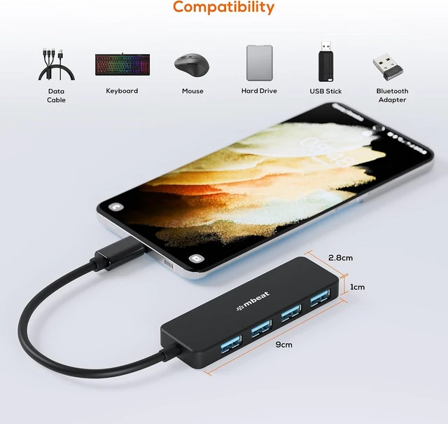 Alt view image 6 of 7 - MBEAT 4-Port USB-C Hub with USB-C DC Port Compact and Portable Design Flexible Device Connectivity