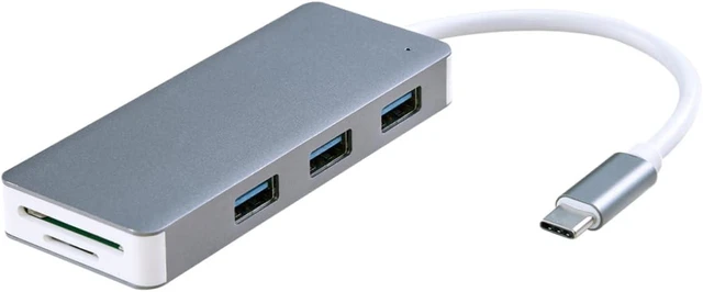 Alt view image 4 of 7 - OSALADI 2pcs Single USB Hub Type- Compact for Laptops Lightweight Design for Compatible Space Grey Type- Card Reader