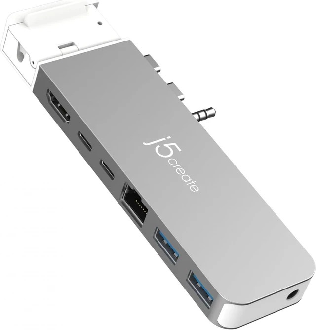 Alt view image 3 of 4 - J5create JCD395 4K60 Pro USB4 Hub with MagSafe Kit - Designed for MacBook Pro 2021 2022 (USB-C to HDMI, 1x USB-C, 1xUSB-A, RJ45, 3.5mm AUX) 40Gbps