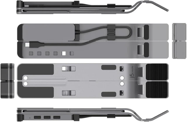 Alt view image 3 of 6 - j5 create USB Type-C - A Portable Laptop Stand with 4 Port Hub, Space Gray