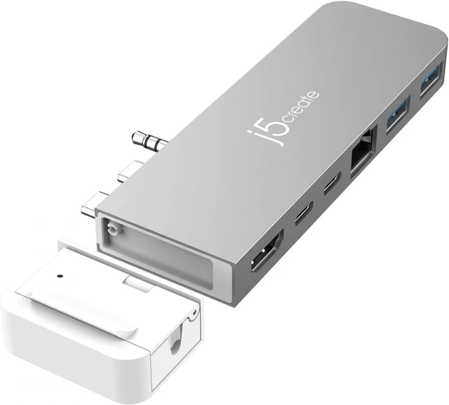 Alt view image 2 of 4 - J5create JCD395 4K60 Pro USB4 Hub with MagSafe Kit - Designed for MacBook Pro 2021 2022 (USB-C to HDMI, 1x USB-C, 1xUSB-A, RJ45, 3.5mm AUX) 40Gbps