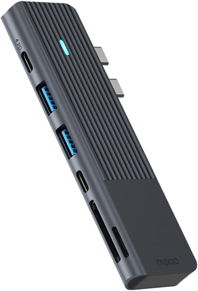 Main image of Rapoo UCM-2003 USB-C Multiport Adapter for MacBook, Compatible with USB-C Multifunctional Port, 100W Power Delievery, 4K HDMI, USB-C, 2 USB-A 3.0 Data Ports, SD/microSD Memory Card Reader