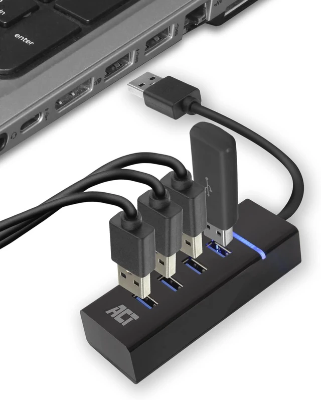 Alt view image 5 of 5 - ACT USB Hub 3.0, 4-Port USB 3.2 5Gbps, with LED Lighting, Plug & Play, for Desktop PC/Notebook AC6300