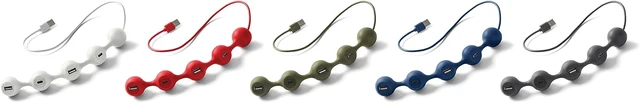 Alt view image 6 of 7 - LEXON PEAS HUB 2 4-Outlet Hub with 2 USB and 2 USB-C to Charge 2 Smartphones Simultaneously Copper Inner Cable LD143W White