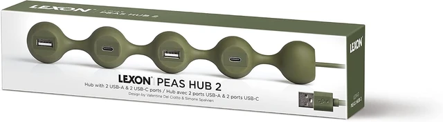 Alt view image 7 of 7 - LEXON PEAS HUB 2 4-Outlet Hub with 2 USB and 2 USB-C to Charge 2 Smartphones Simultaneously Copper Inner Cable LD143W White