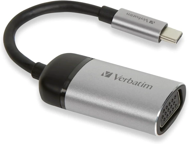 Main image of Verbatim USB-C to VGA Adapter - USB 3.1 GEN 1/VGA 10 cm Cable, W125625523 (3.1 GEN 1/VGA 10 cm Cable 49145, 0.01 m, USB Type-C, VGA (D-Sub), Male, Female, Right)