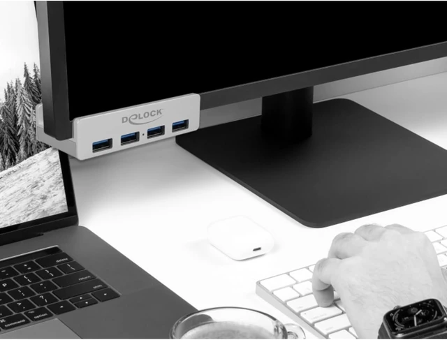Alt view image 5 of 5 - Delock 64046 External USB 3 4 Port Hub with Locking Screw