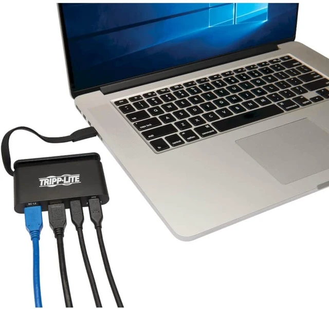 Alt view image 2 of 6 - Tripp Lite USB-C Hub with 4K HDMI, Gigabit Ethernet, USB-A, USB-C PD Charging (5A, 100W), Thunderbolt 3, DisplayPort Alt Mode, 5 Gbps, Black (U444-T6N-H4GUBC)