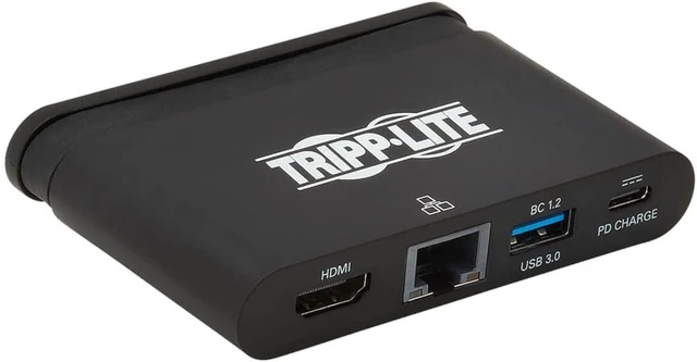 Alt view image 3 of 6 - Tripp Lite USB-C Hub with 4K HDMI, Gigabit Ethernet, USB-A, USB-C PD Charging (5A, 100W), Thunderbolt 3, DisplayPort Alt Mode, 5 Gbps, Black (U444-T6N-H4GUBC)