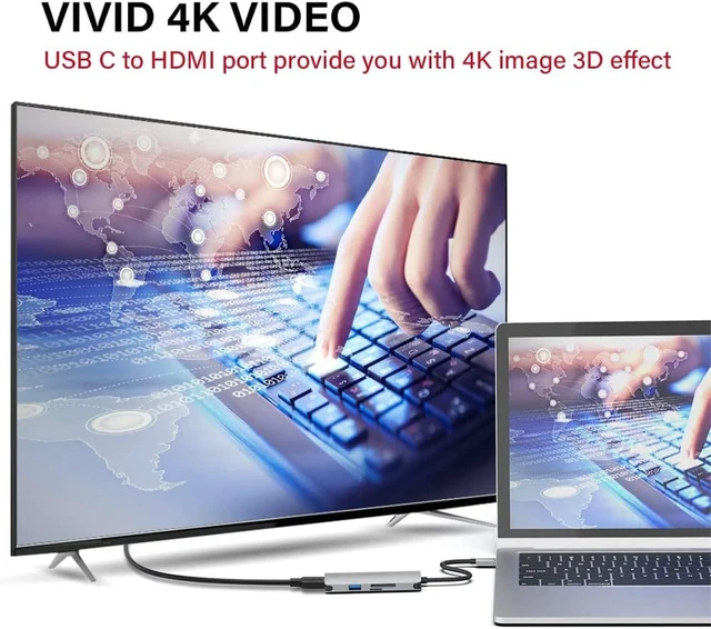 Alt view image 6 of 7 - USB C Hub Multiport Adapter 7 in 1 Portable Dongle with 4K HDMI, 3 USB 3.0 Ports, 100W PD Charger, TF/SD Card Reader, Type C Dock Compatible with MacBook Pro/Air, XPS and More C Port Laptops
