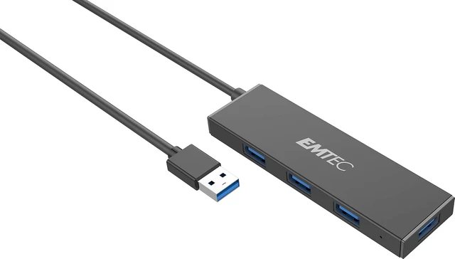 Alt view image 2 of 4 - EMTEC Hub Ultra Slim USB3.1 4-Port T620A Type-A - Micro SD ECHUBT620A
