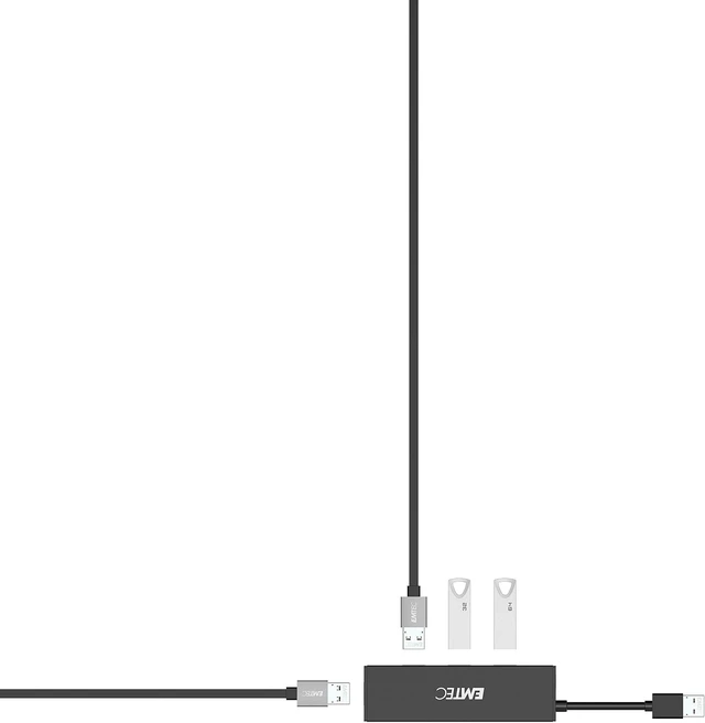 Alt view image 3 of 4 - EMTEC Hub Ultra Slim USB3.1 4-Port T620A Type-A - Micro SD ECHUBT620A