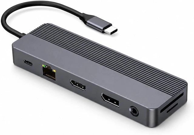 Main image of Encased 10-in-1 USB-C Docking Station Dual 4K 60Hz, 100W PD, 10Gbps USB Ports, Ethernet, Card Reader (Space Gray)