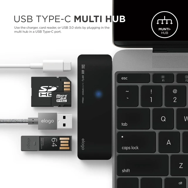 Alt view image 2 of 7 - elago Aluminum Charging Multi Hub for MacBook, MacBook Pro & USB-C Devices