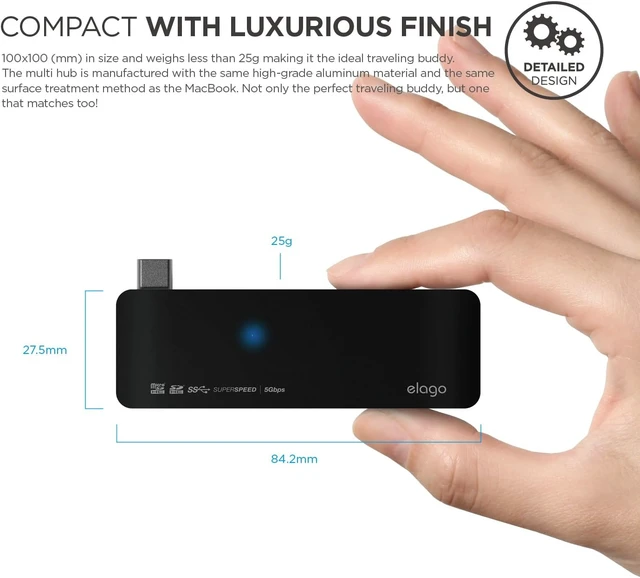 Alt view image 5 of 7 - elago Aluminum Charging Multi Hub for MacBook, MacBook Pro & USB-C Devices