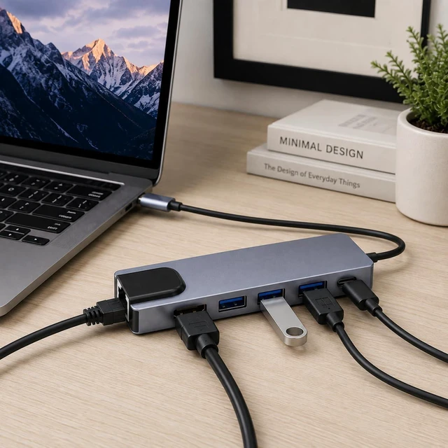Alt view image 4 of 4 - Encased 6-in-1 USB-C Multiport Adapter, 4K at 30Hz, 3 x USB 3.0, 100W PD