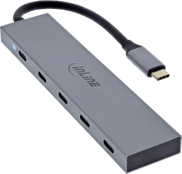 Main image of Inline USB-C Hub, 4X USB-C + Power Delivery 100 W, USB 3.2 Gen.2, Aluminium, 10 Gb/s, for MacBook, Smartphone, Tablet, Windows, 35392E
