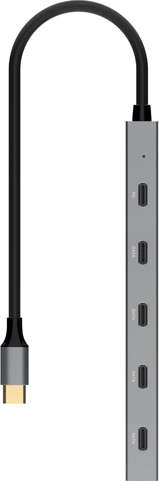 Alt view image 3 of 5 - Inline USB-C Hub, 4X USB-C + Power Delivery 100 W, USB 3.2 Gen.2, Aluminium, 10 Gb/s, for MacBook, Smartphone, Tablet, Windows, 35392E