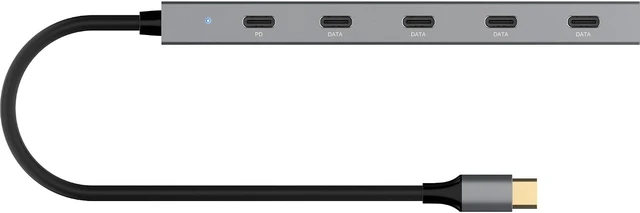 Alt view image 4 of 5 - Inline USB-C Hub, 4X USB-C + Power Delivery 100 W, USB 3.2 Gen.2, Aluminium, 10 Gb/s, for MacBook, Smartphone, Tablet, Windows, 35392E