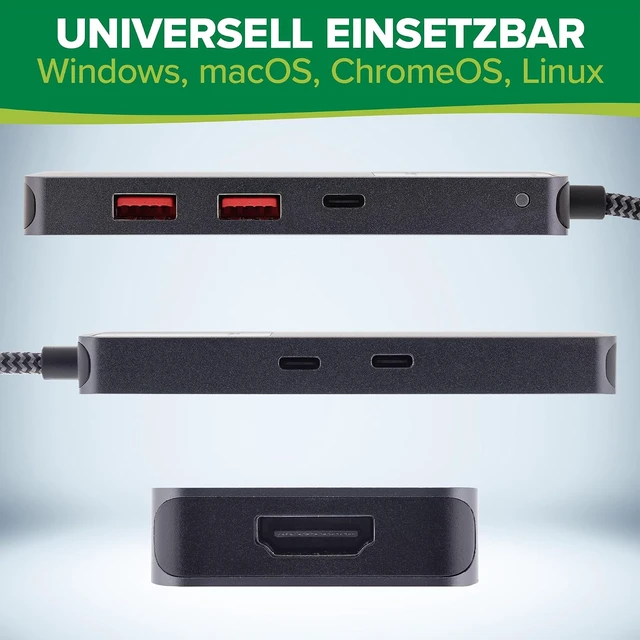 Alt view image 5 of 7 - Inline USB 3.2 Gen.2 Hub with 3X USB-C, 2X USB-A, HDMI 4K, PD 100W, Display, Fast Data Transfer, Compatible with Windows macOS Linux, 35392D