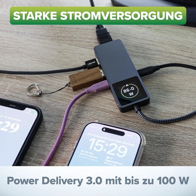 Alt view image 6 of 7 - Inline USB 3.2 Gen.2 Hub with 3X USB-C, 2X USB-A, HDMI 4K, PD 100W, Display, Fast Data Transfer, Compatible with Windows macOS Linux, 35392D