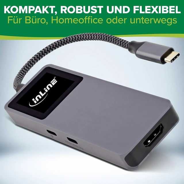 Alt view image 7 of 7 - Inline USB 3.2 Gen.2 Hub with 3X USB-C, 2X USB-A, HDMI 4K, PD 100W, Display, Fast Data Transfer, Compatible with Windows macOS Linux, 35392D