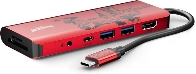 Alt view image 2 of 5 - Belkin 7 in 1 USB-C Hub 100W PD HDMI SD/Micro SD 3.5mm Audio for iPad 9 / iPad mini 6 / M1 / iMac / M1 / MacBook Pro/Surface Red AVC009qcRD-DY