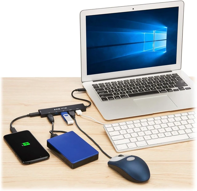 Alt view image 2 of 6 - Tripp Lite Slim 6-Port USB-C Hub for Laptop, 1 USB-C and 5 USB-A Ports, USB 3.2 Gen 2 with 10 Gbps Data Transfer, Thunderbolt 3 Compatible, No Software Needed, Black, 3-Year Warranty (U460-006-5A1C)