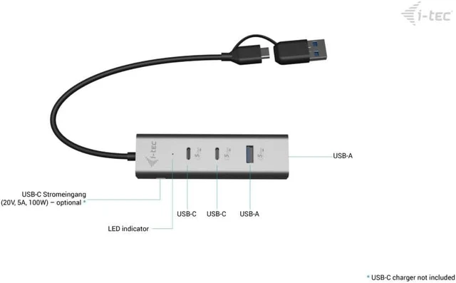 Alt view image 4 of 4 - HUB Switch USB Type-C Ports; USB Type A I-TEC CAHUBMETAL2A2CPD