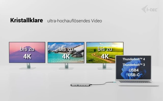 Alt view image 5 of 7 - i-tec USB-C 4K Metal Nano Dock - 2x HDMI, 4x USB-C (10Gbps), 1x USB-A (10Gbps), 2x USB-A 2.0, Audio, SD/TF, LAN 1 Gbps, PD 3.1 (140W)