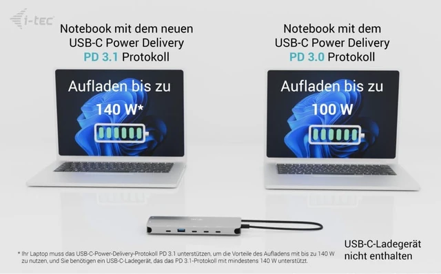 Alt view image 6 of 7 - i-tec USB-C 4K Metal Nano Dock - 2x HDMI, 4x USB-C (10Gbps), 1x USB-A (10Gbps), 2x USB-A 2.0, Audio, SD/TF, LAN 1 Gbps, PD 3.1 (140W)